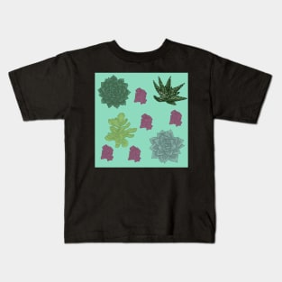 Succulents Pattern Seafoam Kids T-Shirt